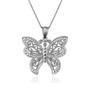 Sterling Silver Filigree Butterfly Midsize Pendant Necklace