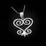 African Adinkra Sankofa Heart Pendant Necklace in Sterling Silver
