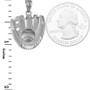Sterling Silver Satin DC Baseball Glove Pendant Necklace