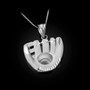Sterling Silver Satin DC Baseball Glove Pendant Necklace