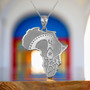 Sterling Silver Africa Map Adinkra Sankofa Pendant Necklace