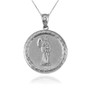 Sterling Silver Santa Muerte Medallion Pendant Necklace