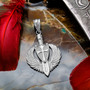 Sterling Silver Crusader Winged Sword and Shield Pendant Necklace