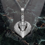 Sterling Silver Crusader Winged Sword and Shield Pendant Necklace