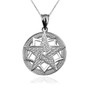 Sterling Silver Pentagram Medallion Pendant Necklace