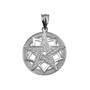 Sterling Silver Pentagram Medallion Pendant Necklace
