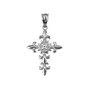 Sterling Silver Fleur de Lis Cross Pendant Necklace