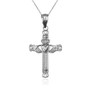 Sterling Silver Irish Claddagh Cross Pendant Necklace