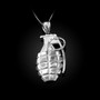 Sterling Silver Grenade Satin DC Pendant Necklace