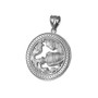 Sterling Silver Zodiac Medallion Satin DC Pendant Necklace