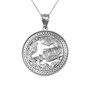 Sterling Silver Zodiac Medallion Satin DC Pendant Necklace