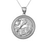 Sterling Silver Zodiac Medallion Satin DC Pendant Necklace