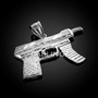 925 Sterling Silver Machine Pistol Gun Diamond-Cut Pendant