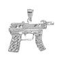 925 Sterling Silver Machine Pistol Gun Diamond-Cut Pendant