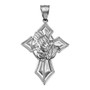 Sterling Silver Praying Hands Catholic Cross Pendant
