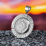 Sterling Silver Aztec Mayan Sun Calendar Pendant