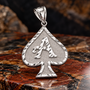 Sterling Silver Ace of Spades Hip-Hop DC Pendant