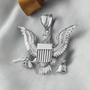 Sterling Silver Eagle Gun Money Bag Mens Large DC Hip-Hop Pendant