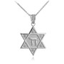 925 Sterling Silver Star of David Chai Necklace