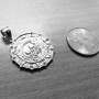 Sterling Silver  Aztec Coin Caribbean Pirates Skull Pendant Necklace