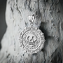 Sterling Silver  Aztec Coin Caribbean Pirates Skull Pendant Necklace