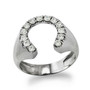 Sterling Silver Lucky Horseshoe CZ Men's Ring
