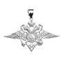 Sterling Silver Russian Military Double-Headed Eagle Pendant Necklace