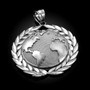 Sterling Silver World Map Globe Hip-Hop Pendant (S/L)