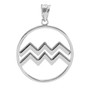 925 Sterling Silver Aquarius Zodiac Sign Round Pendant Necklace
