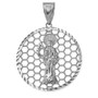 Sterling Silver Santa Muerte Round Honeycomb DC Pendant