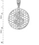 Sterling Silver Dollar Sign Round DC Honeycomb Pendant