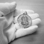 Sterling Silver Dollar Sign Round DC Honeycomb Pendant
