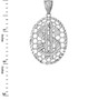 Sterling Silver Dollar Sign Oval DC Honeycomb Pendant