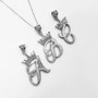 Sterling Silver Cursive Letter Initial DC Crown Pendant Necklace