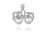 Sterling Silver Comedy And Tragedy Mask Pendant Necklace