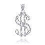 Sterling Silver Dollar Sign Pendant Necklace