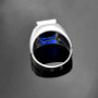 Sterling Silver Freemason Blue CZ Square & Compass Masonic Mens Ring