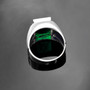 Sterling Silver Freemason Green CZ Square & Compass Masonic Mens Ring