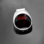 Sterling Silver Freemason Red CZ Square & Compass Masonic Mens Ring