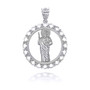 Sterling Silver Saint Jude Openwork Pendant Necklace (S/L)
