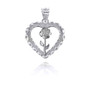 Sterling Silver Heart Rose Pendant Necklace