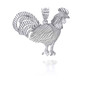 Sterling Silver Large Rooster Pendant Necklace