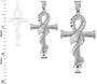 Sterling Silver Egyptian Ankh DC Coiled Snake Pendant (2 sizes)