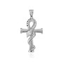 Sterling Silver Egyptian Ankh DC Coiled Snake Pendant (2 sizes)