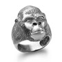 Sterling Silver Mens 3D Ape Face Monkey Ring