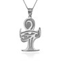 Sterling Silver Egyptian Eye Of Horus Ankh Pendant Necklace