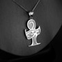 Sterling Silver Egyptian Eye Of Horus Ankh Pendant Necklace