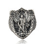 Sterling Silver Saint Michael Archangel Protect Us Shield Men's Signet Ring
