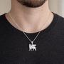 Sterling Silver Ancient Assyrian God Lamassu Winged Bull Pendant Necklace