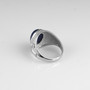 Sterling Silver Fleur de Lis Cross Lapis Lazuli Oval Gemstone Ring